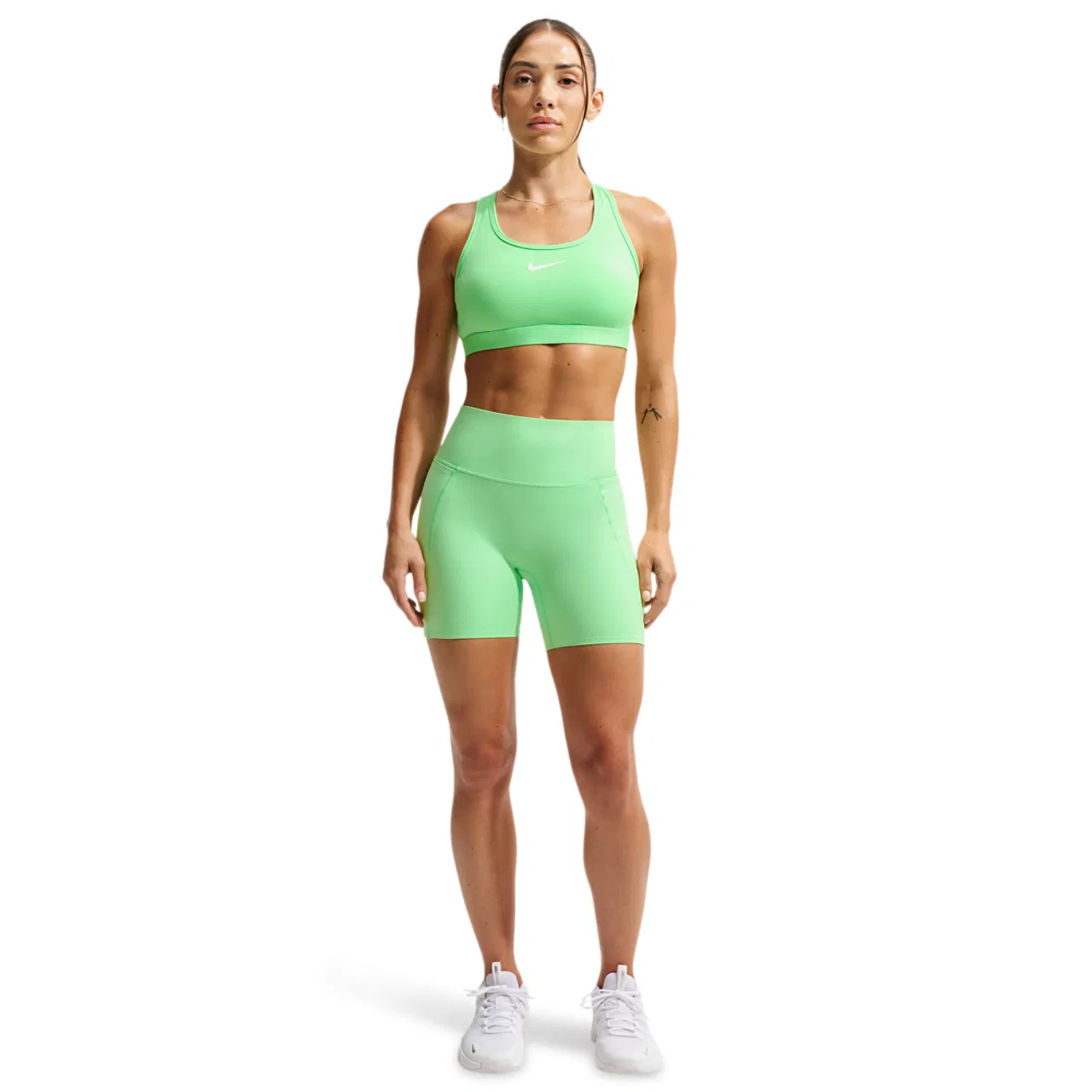 Женский спортивный бюстгальтер средней поддержки Dri-FIT Swoosh Nike, цвет Illusion Green/White — фото 3