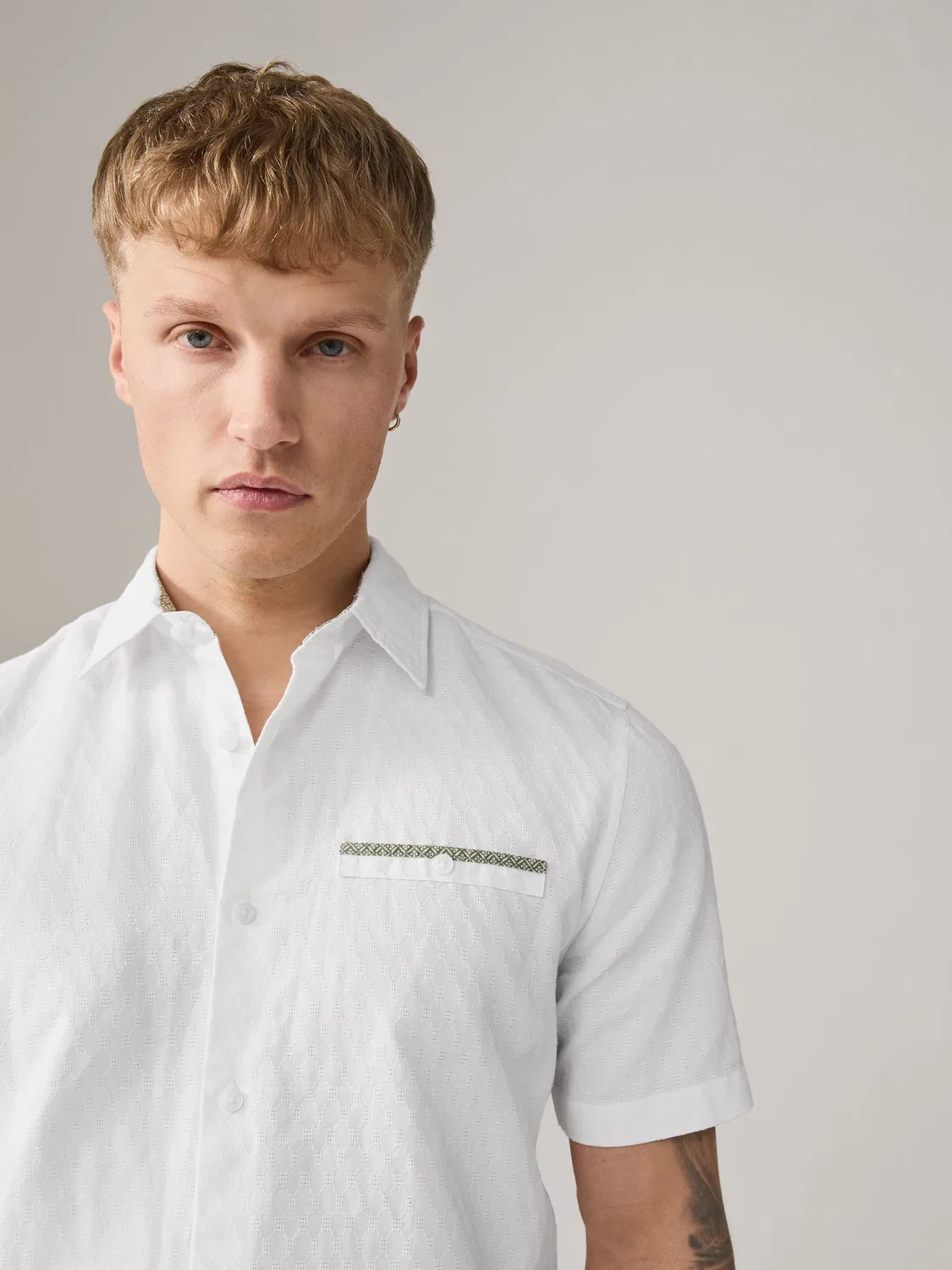 Рубашка с коротким рукавом, Slim Fit Next, белый