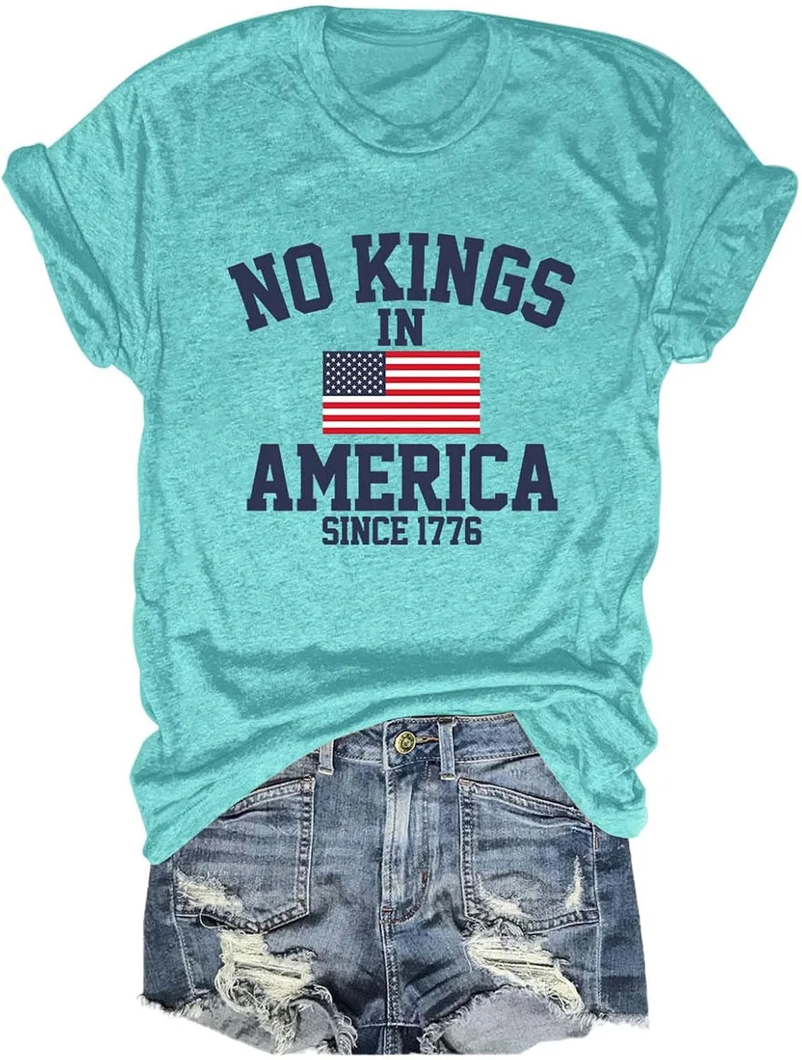 Женская футболка с принтом No Kings In America, Crew Neck