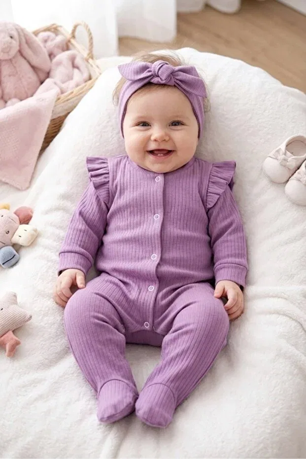 Детский комбинезон для девочек с рюшами Omy, Lilac