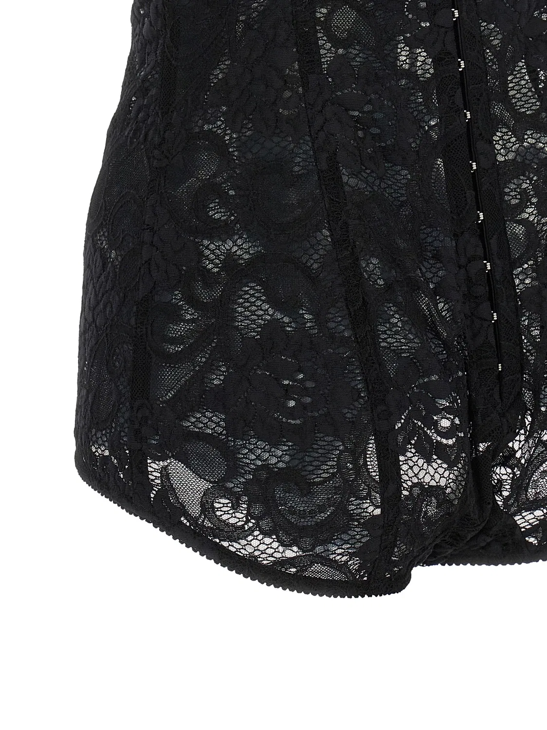 Атласное боди-корсет с кружевом Dolce & Gabbana, черный — фото 4