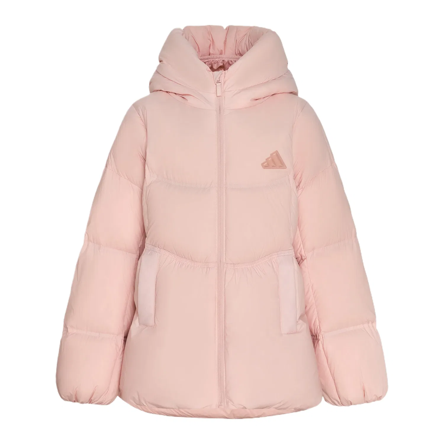 Детская куртка пуховик с принтом Adidas, Light Pink/Light Gray/Dark Silver Gray