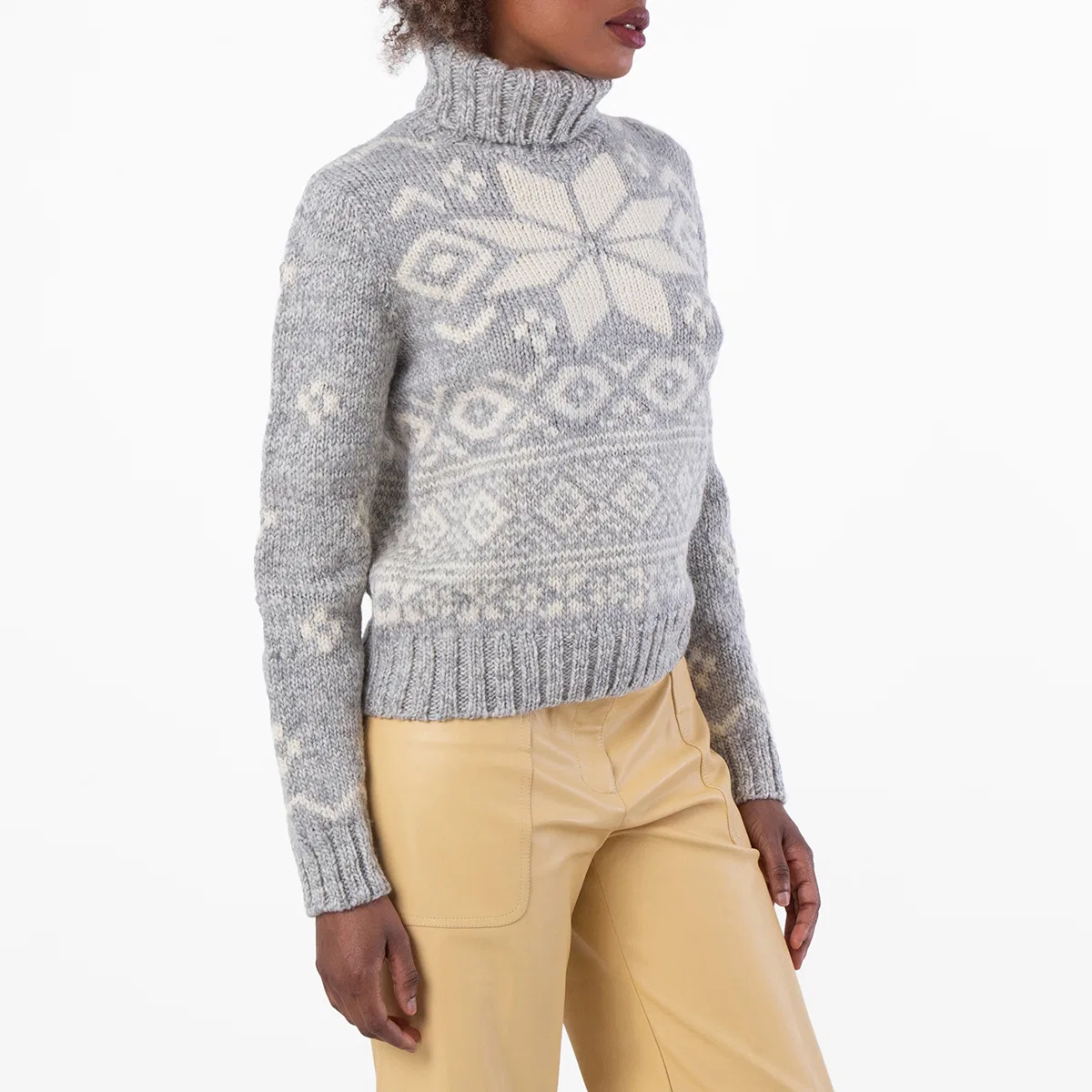 Джемпер с интарсией-снежинками Snowflake Intarsia Turtleneck Jumper Polo Ralph Lauren, Grey Mu — фото 3