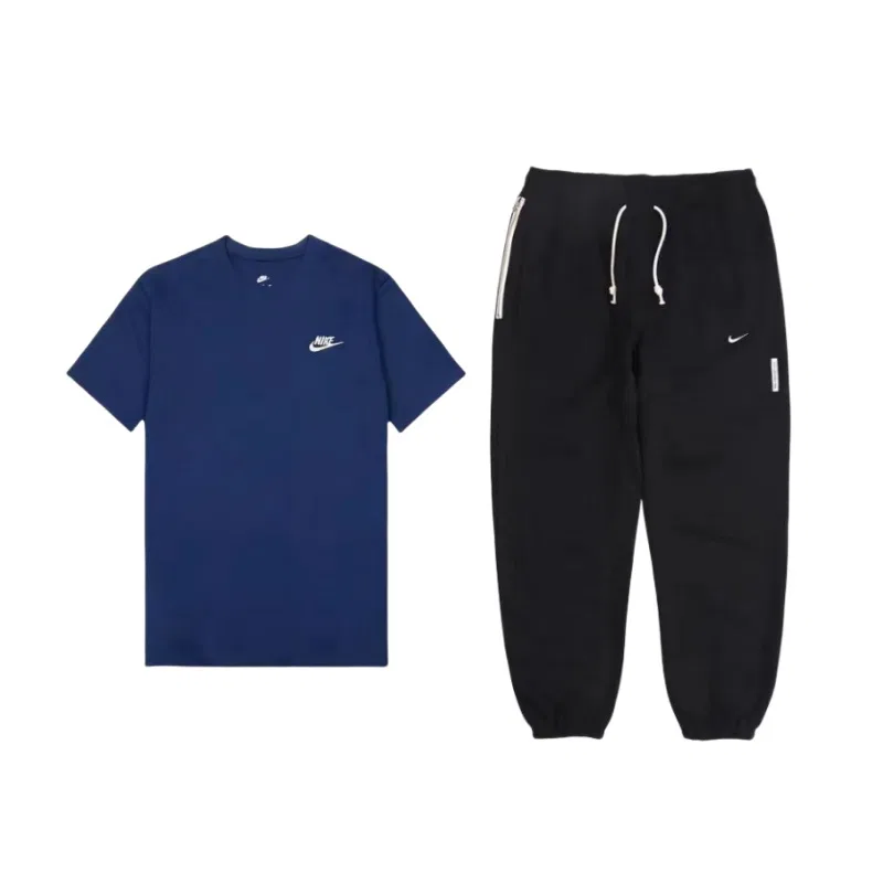 Мужской спортивный комплект с коротким рукавом Nike Dri FIT Standard Issue, Navy Blue/Black