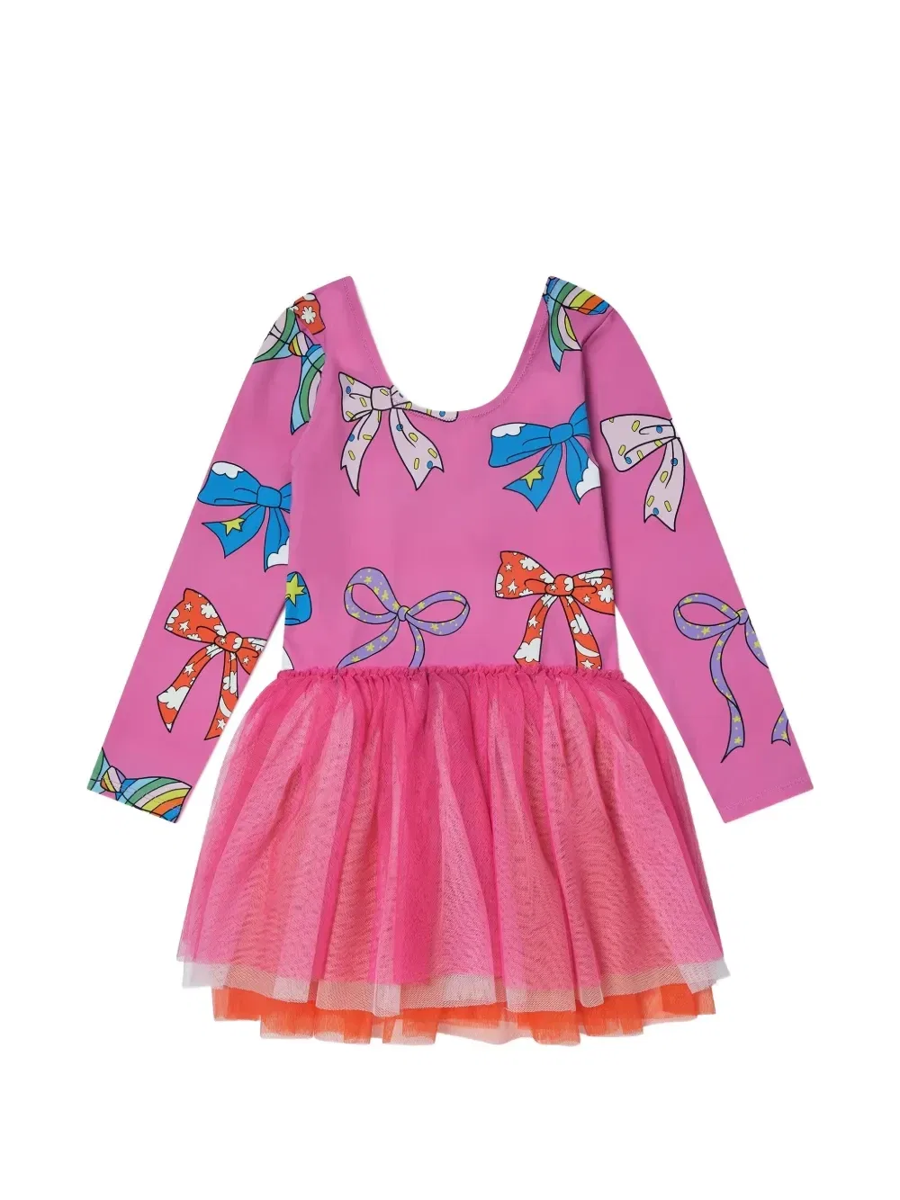 Платье с бантом и вставками Stella McCartney Kids, розовый — фото 2