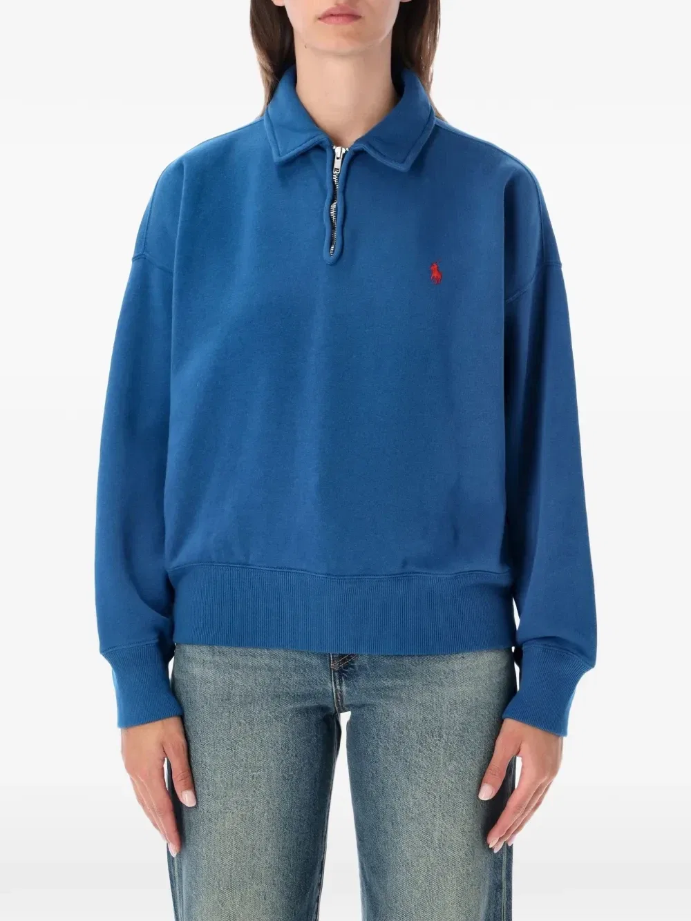 Толстовка на молнии с вышитым пони POLO RALPH LAUREN, синий