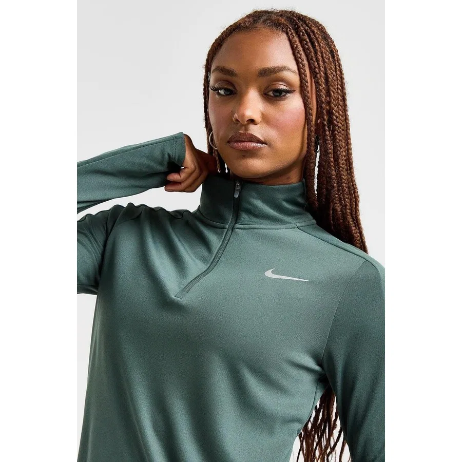 Женский свитшот с принтом Running Dri-Fit Pacer Nike, Темно-зеленый — фото 2