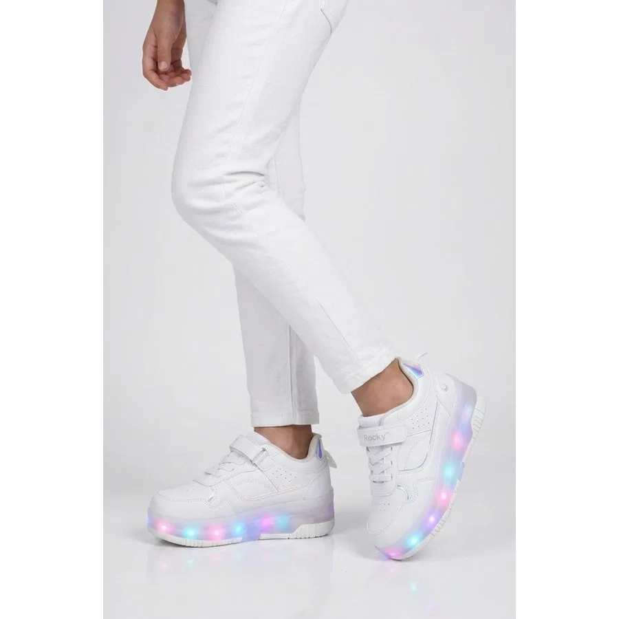 Детские светящиеся роликовые кроссовки Glow F Ayk's, Белый — фото 3