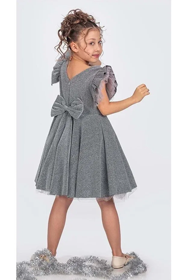 Детское платье для девочек с коротким рукавом Glittering champs-elysees Mnk Baby&Kids, Gray — фото 4