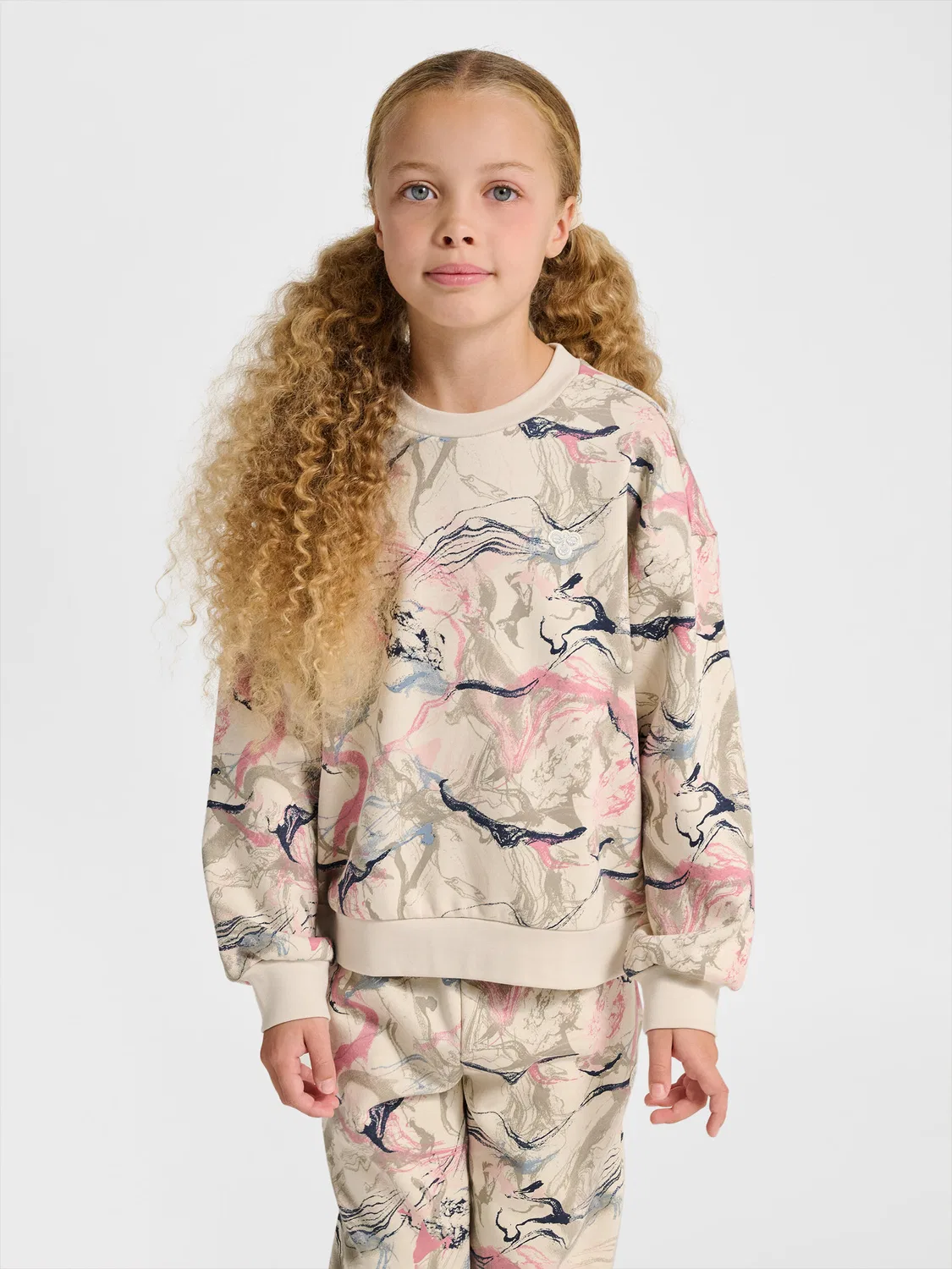 Детский свитшот свободного кроя с принтом Hmljr Loose Hummel, Silver Grey