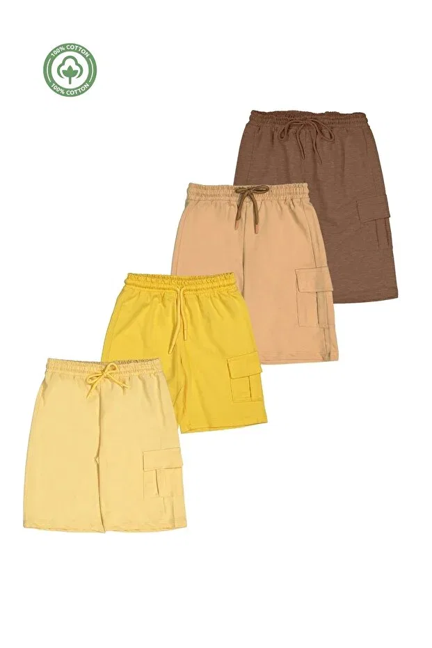 Детский комплект шорт для девочек хлопковый Divonette, Yellow Beige Brown Mustard