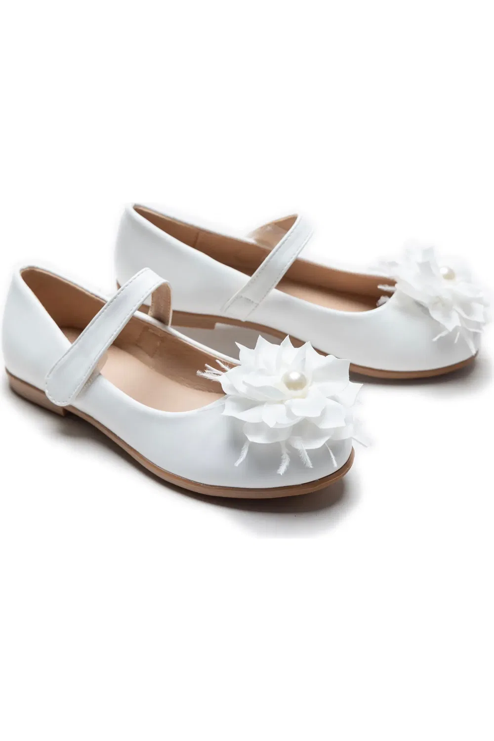 Детские туфли балетки с цветочным декором Dahlia Flower Tulleen, белый