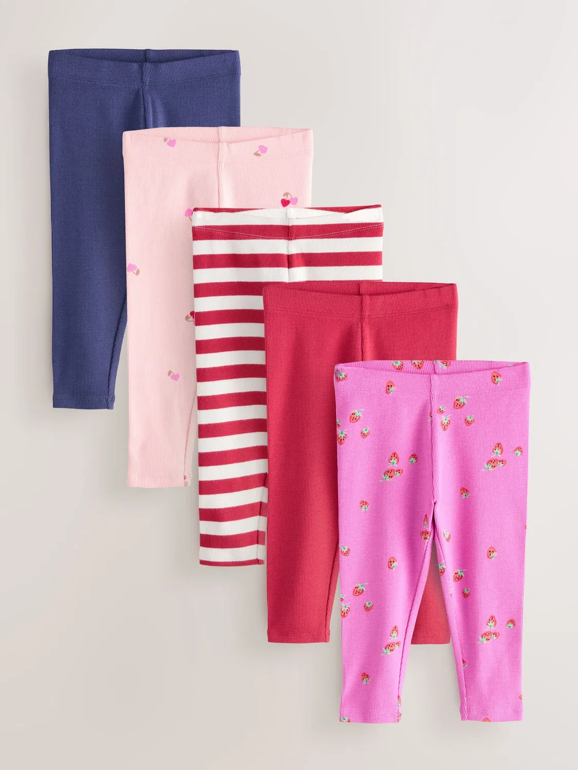 Леггинсы 5 шт., рифленые, Pink Berry Next, розовый