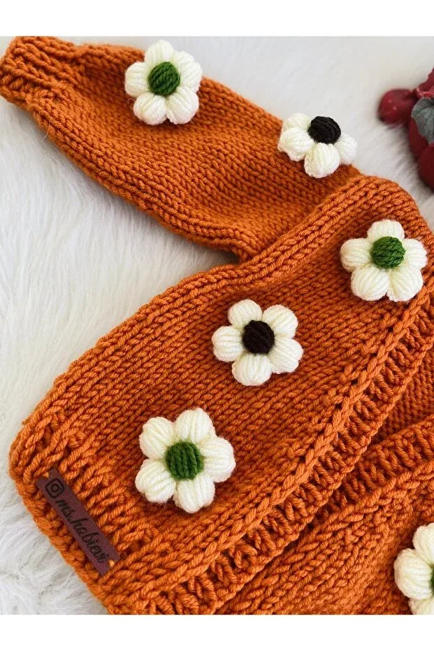 Детский кардиган с принтом Daisy cardigan El Emeği, Orange — фото 3
