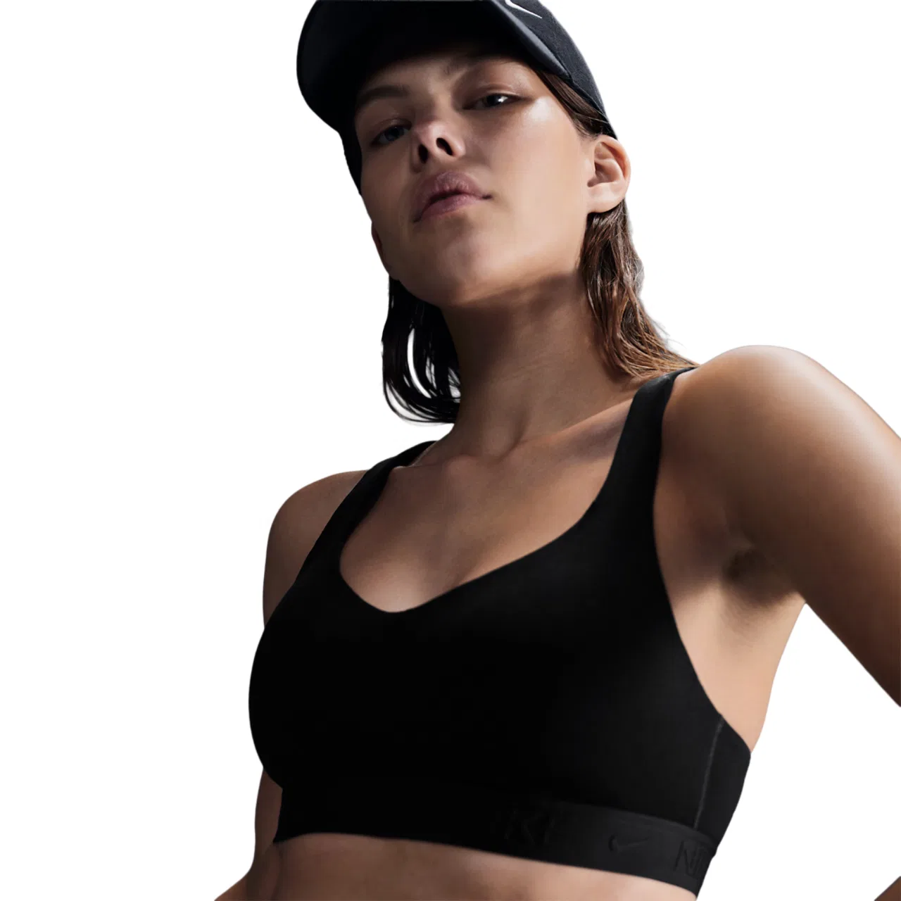 Женский спортивный бюстгальтер с высокой поддержкой Nike Indy High DF, Black/Black/Black