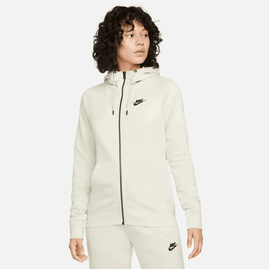 Женский свитшот-худи с капюшоном и молнией, свободный крой, Nike, Кремовый