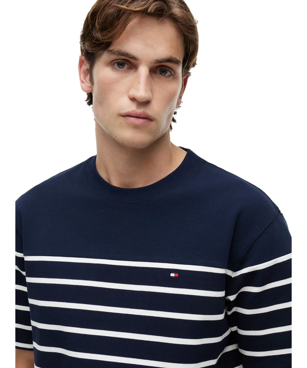 Мужская футболка с длинным рукавом хлопковая, с принтом TOMMY HILFIGER, Off White — фото 3