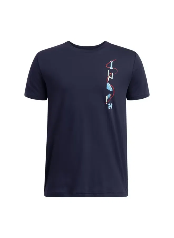 Футболка с принтом с коротким рукавом Under Armour, темно-синий — фото 2