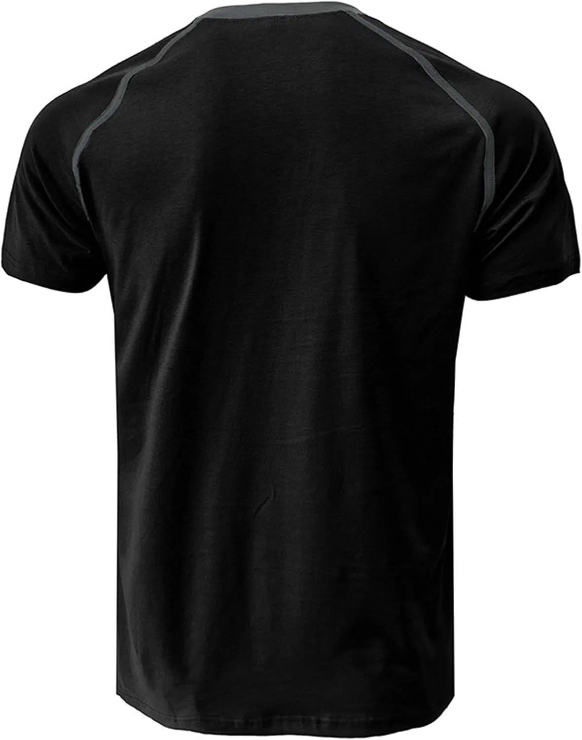 Мужская повседневная футболка с пуговицами Henley, Black — фото 3