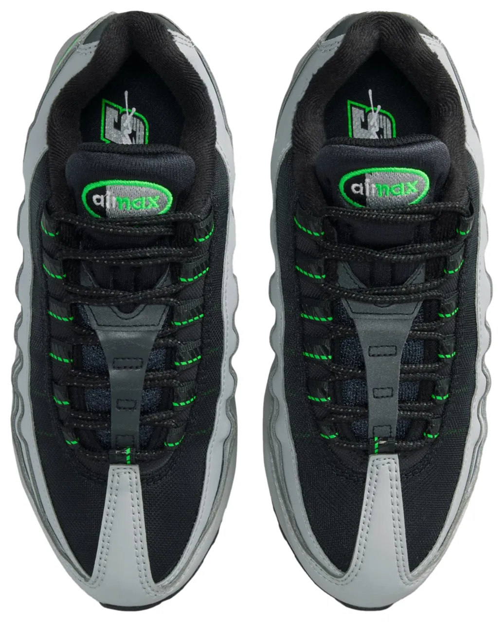 Кроссовки для мальчиков Air Max 95 BB Leather Nike, цвет Light Smoke/Green Strike — фото 4