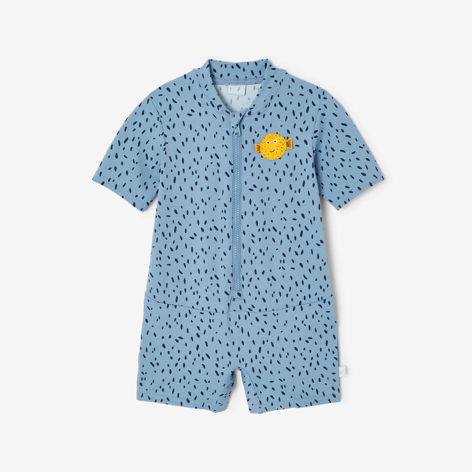 Детский плавательный костюм с коротким рукавом и штанинами Punkte blau Decathlon, Dammerungsblau