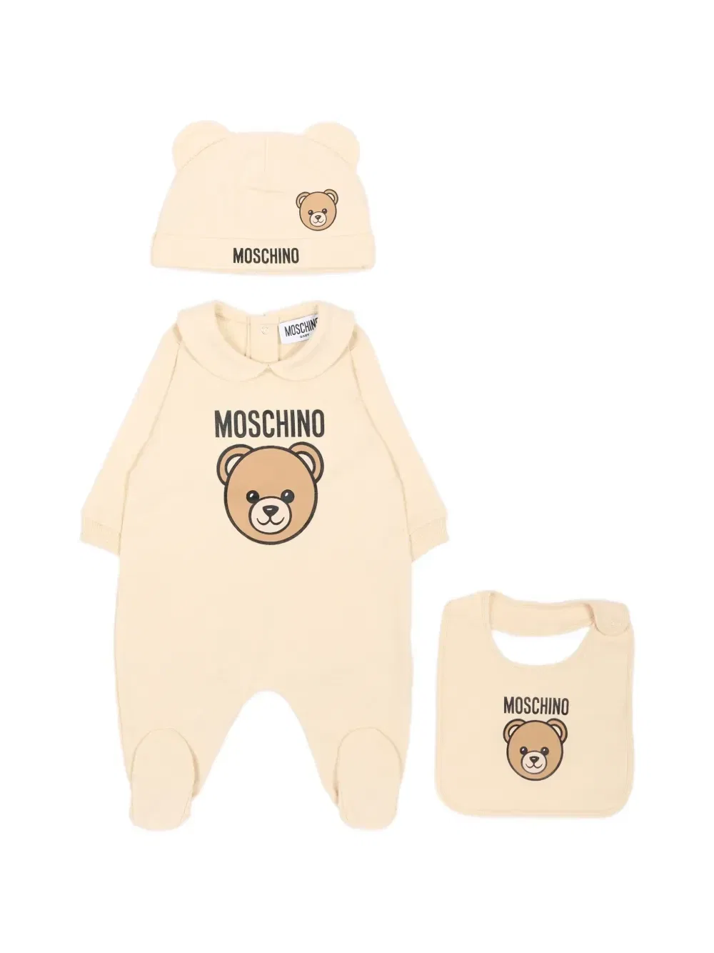 Комплект боди Teddy Bear из трех предметов Moschino Kids, бежевый