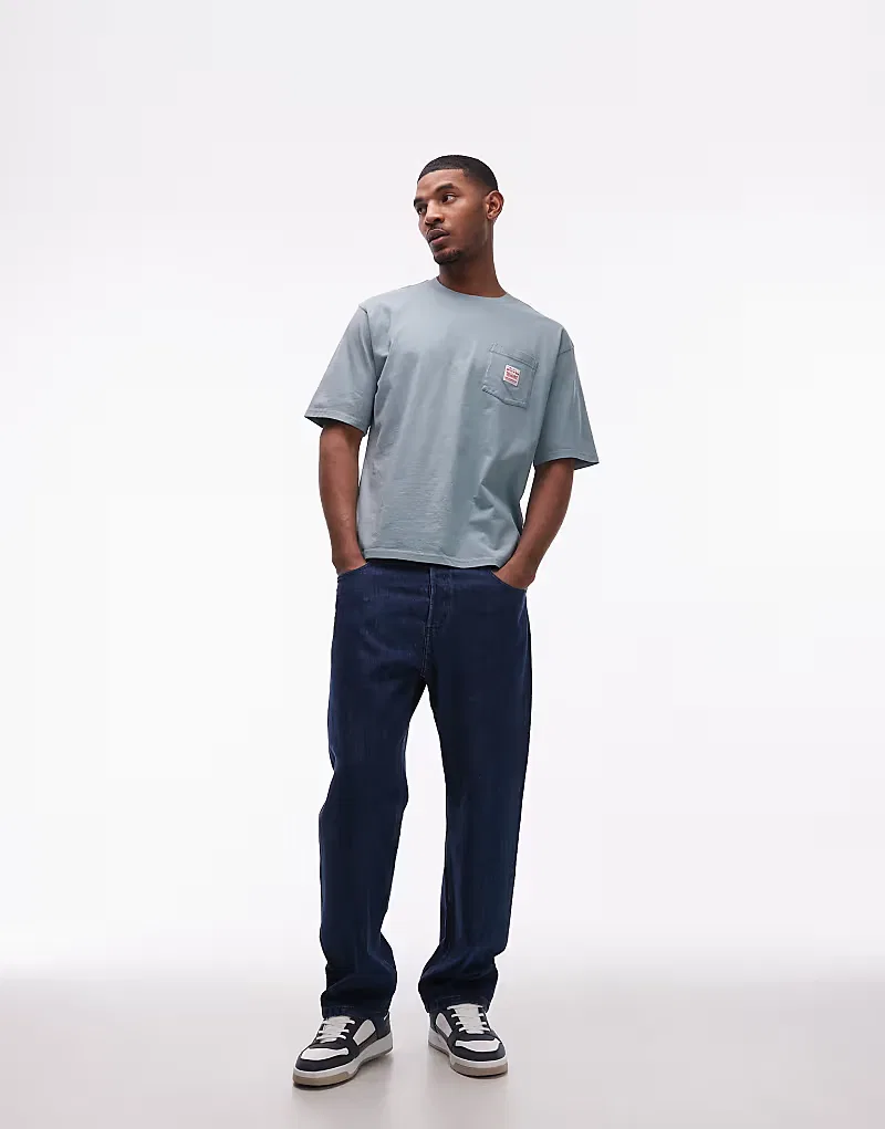 Рабочая футболка Levi's с карманом, синяя — фото 2