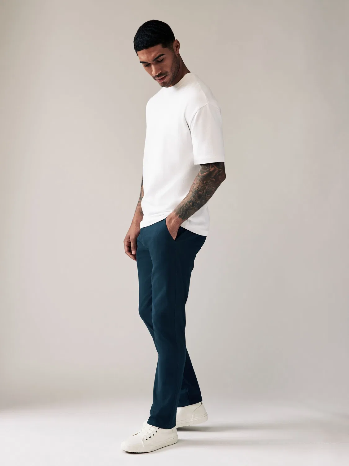 Брюки чинос slim fit Next, темно-синие — фото 3