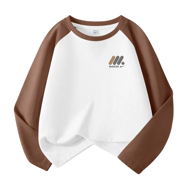 Детская футболка с круглым вырезом и принтом Brown Coffee/H Three Round-Shaped Column Logo K WARRIOR