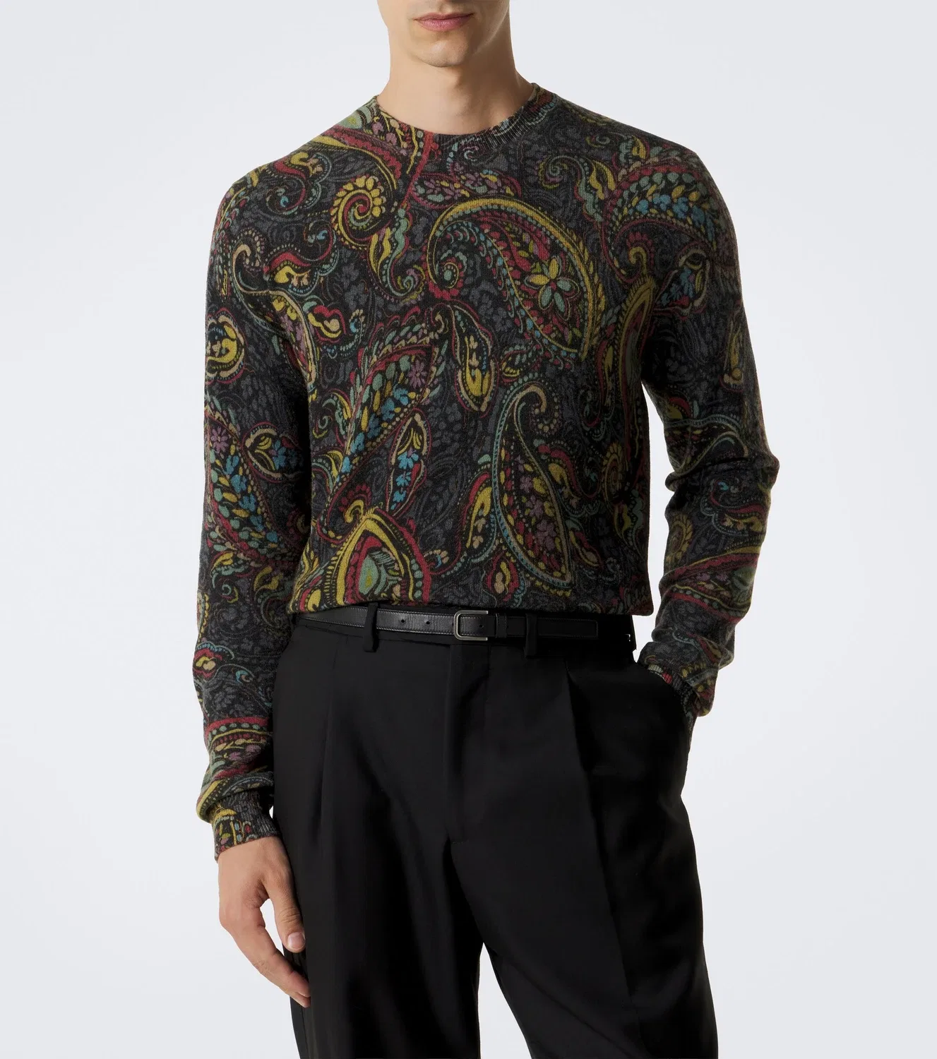 Свитер шерстяной с узором пейсли Etro, мультиколор — фото 3
