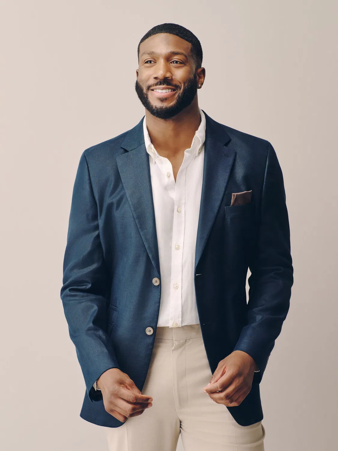 Деловой пиджак Next Slim fit N. Premium темно-синего цвета — фото 2