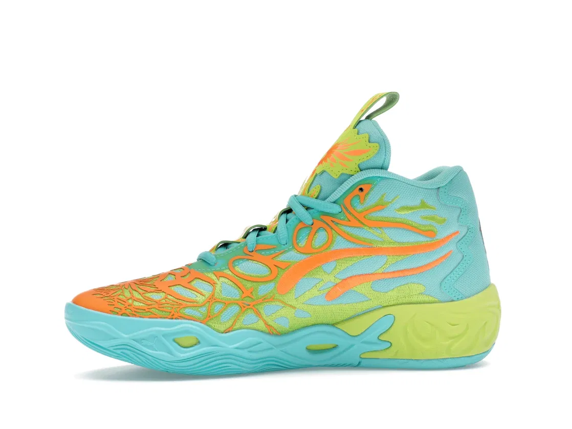 Детские кроссовки для мальчиков с принтом Puma LaMelo Ball MB.04 Scooby-Doo (GS), Aquatic/Lime Smash/Heat Fire — фото 3