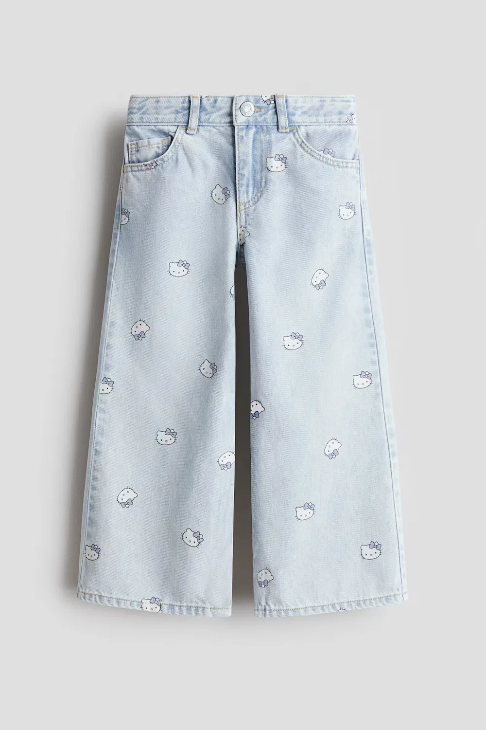 Джинсы с широкими штанинами и принтом H&M, Blasses Denimblau/Hello Kitty — фото 4