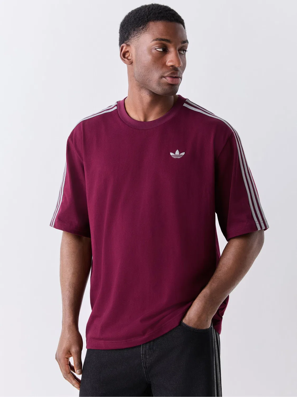 Футболка оверсайз Adicolor 3-Stripes adidas Originals, Бургунди