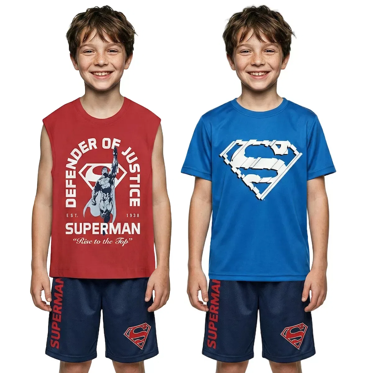 Детский комплект футболок и шорт для мальчиков с принтом Superman Defender Of Justice, Цвет Superman Defender Of Justice