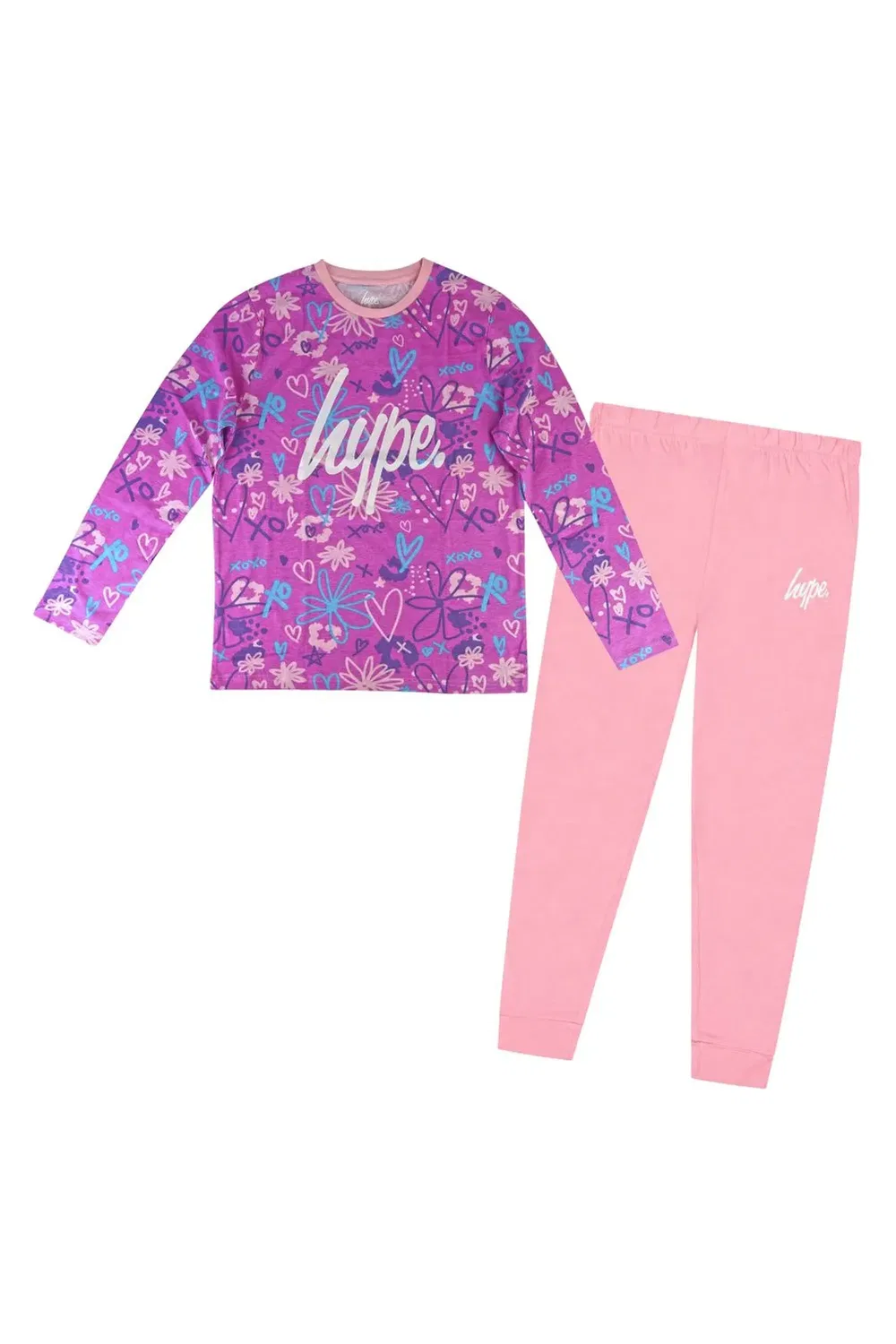 Комплект пижамы из хлопка с длинным рукавом Scribble Pink Hype, Pink