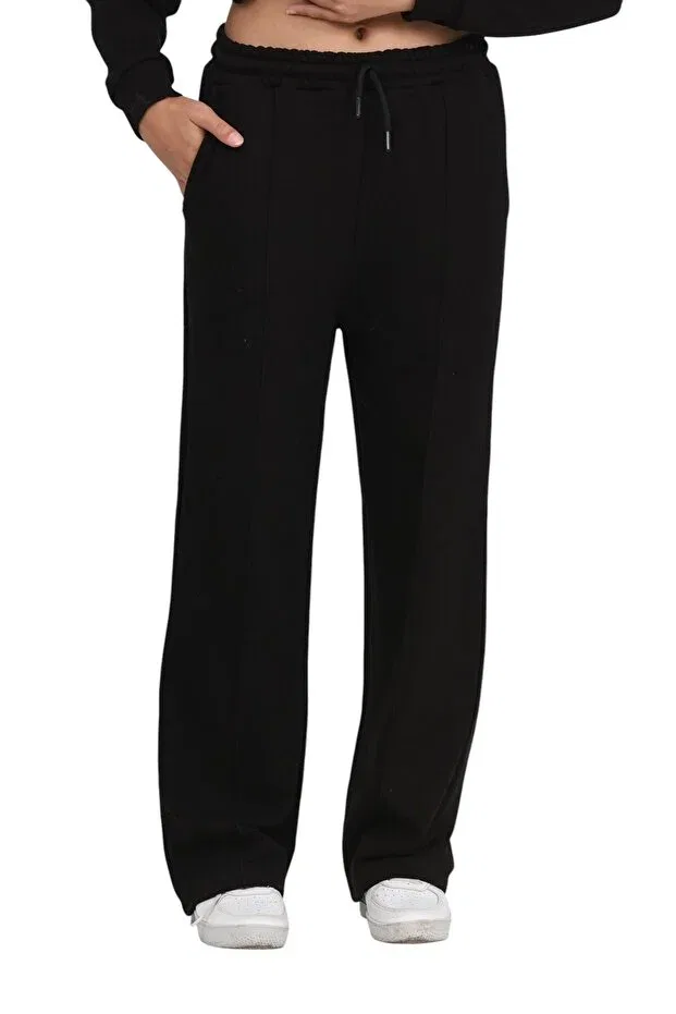 Детские спортивные штаны для девочек с широкой штаниной Erdem Kids, Black