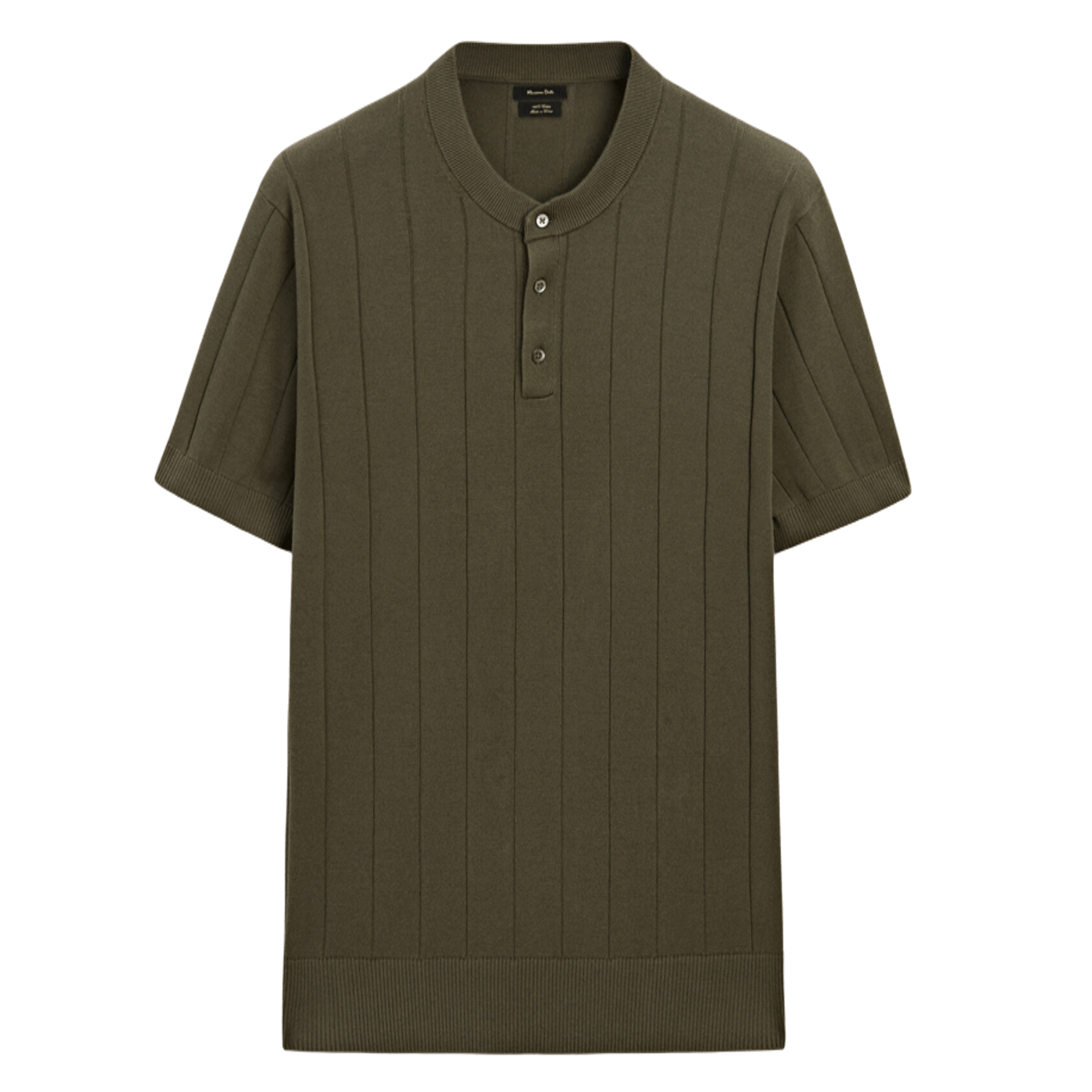 

Футболка-поло Massimo Dutti Short sleeve ribbed knit, хаки