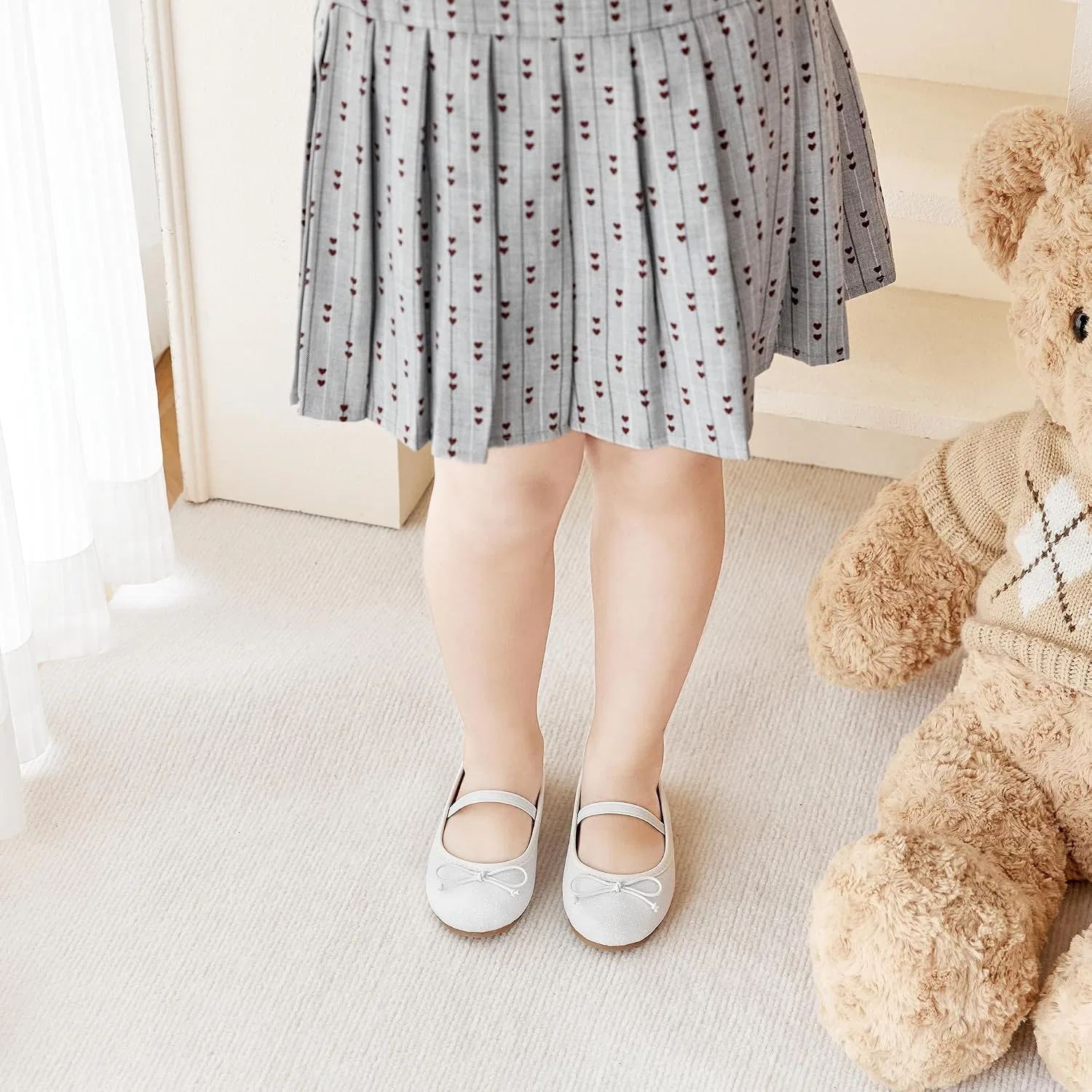 Детские туфли Мэри Джейн для девочек с принтом Little Flower Otter MOMO, White — фото 4