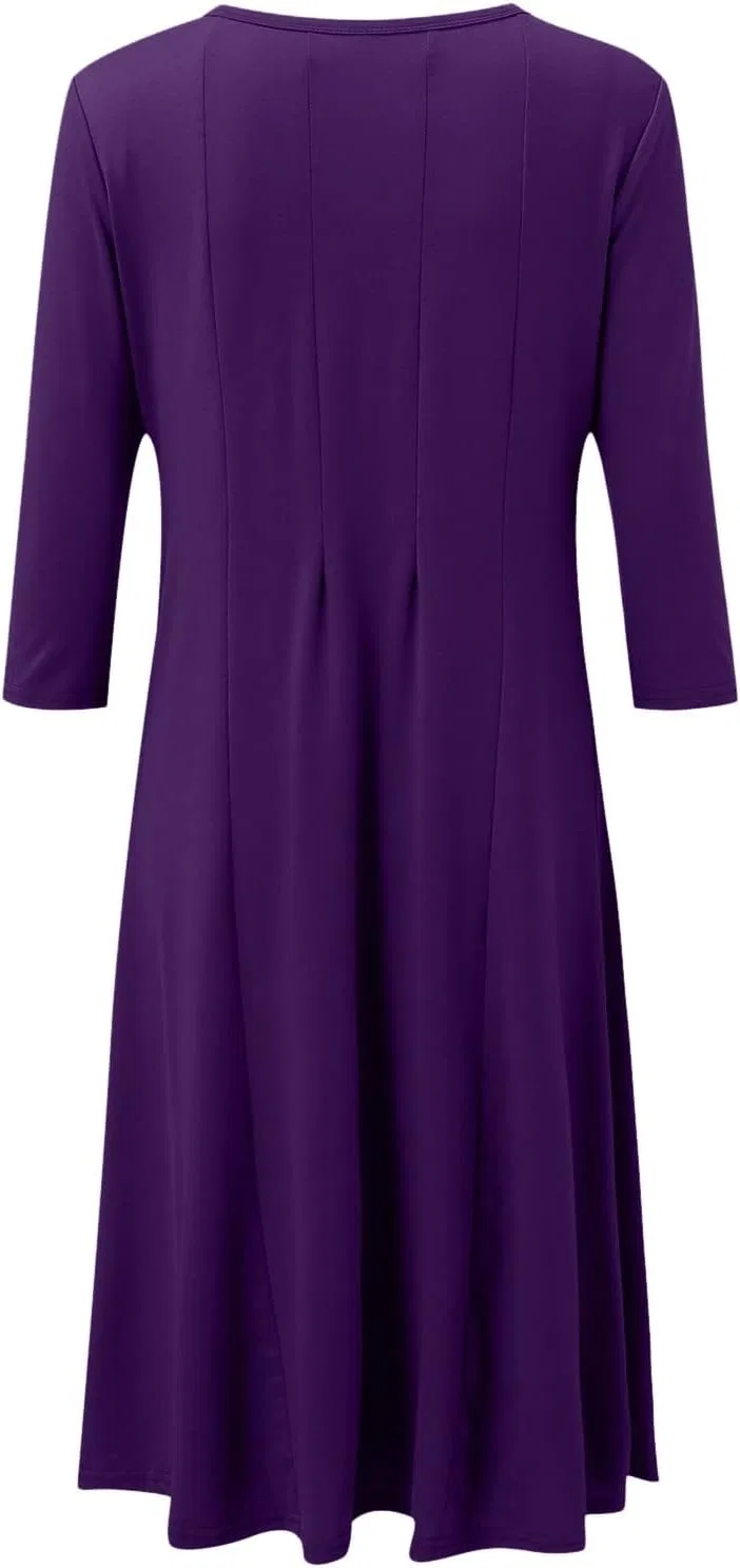 Женское платье А-силуэта с плиссированным подолом Long Sleeve, Purple — фото 3