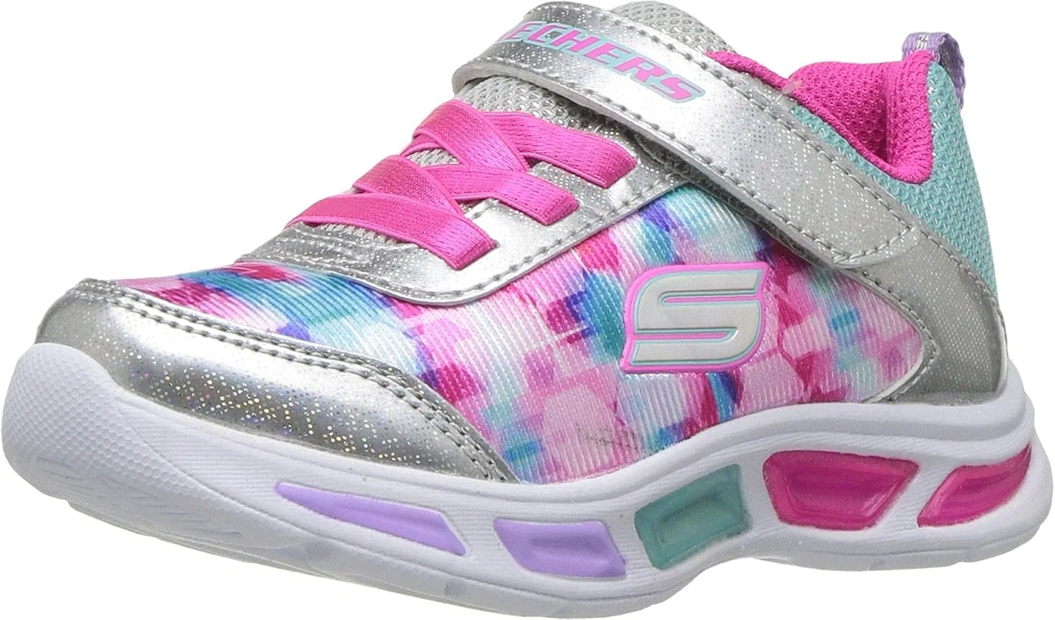 Детские кроссовки для девочек с подсветкой Dance N'glow Skechers, Silver/Multi