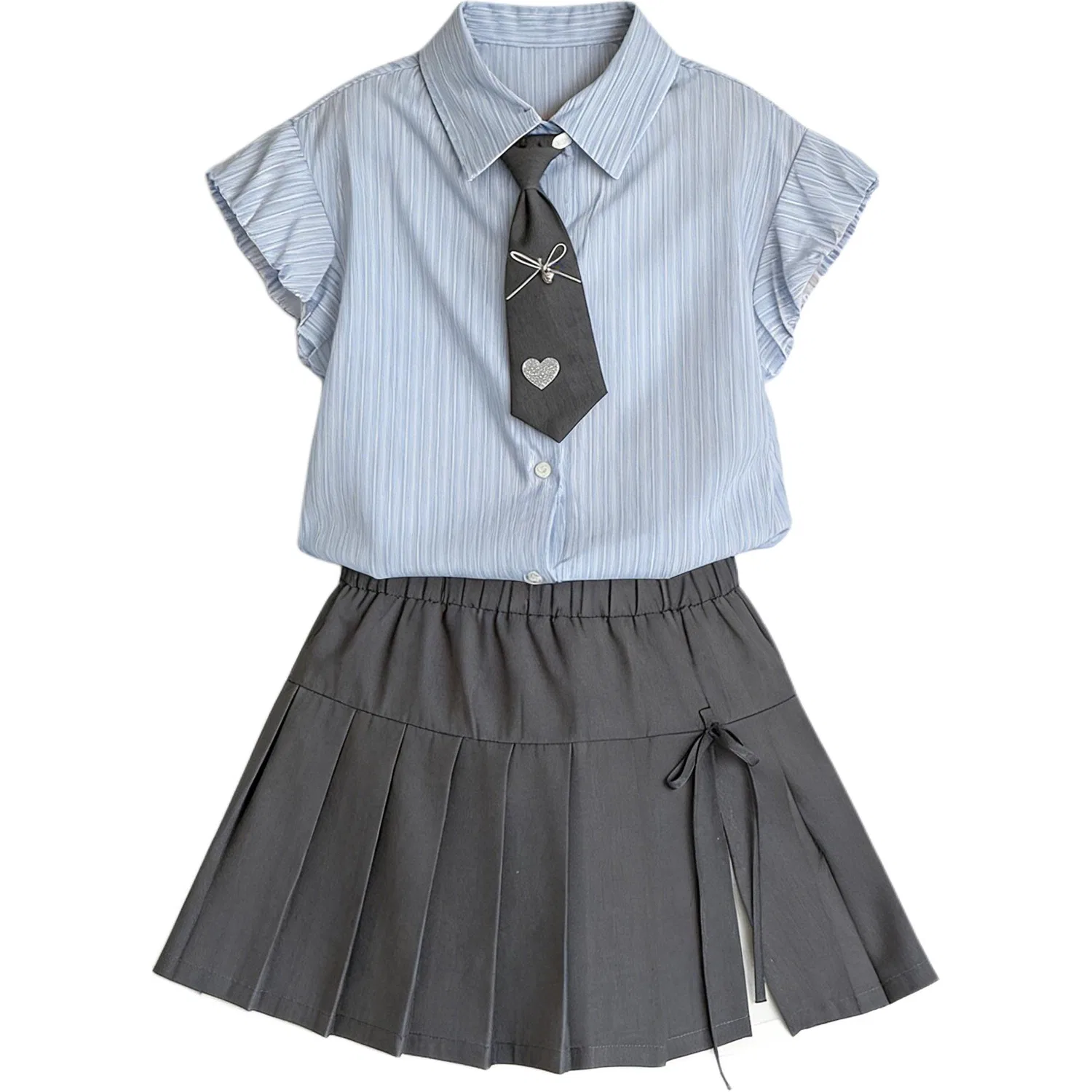 Детский комплект для девочек с принтом Preppy Style 2 Piece Skirt Suit Set YALU
