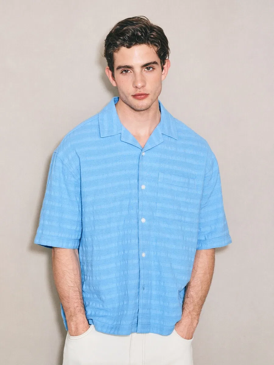 Рубашка Next Comfort fit Button Up Shirt 'Edit' светло-голубого цвета — фото 2