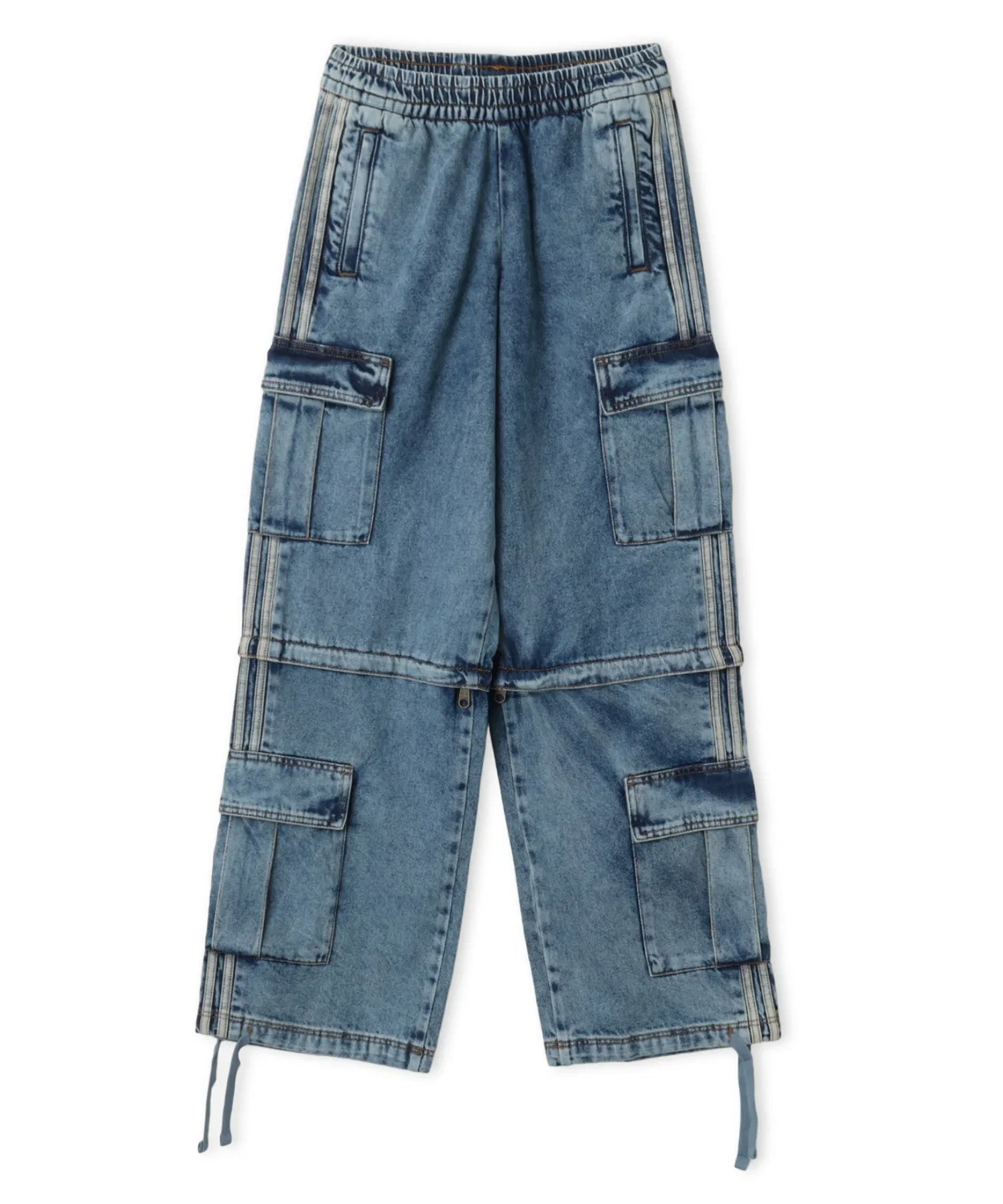 Женские джинсы с высокой посадкой 2-в-1 Adidas MID RISE 2-IN-1 DENIM PANTS, Light Indigo Blue