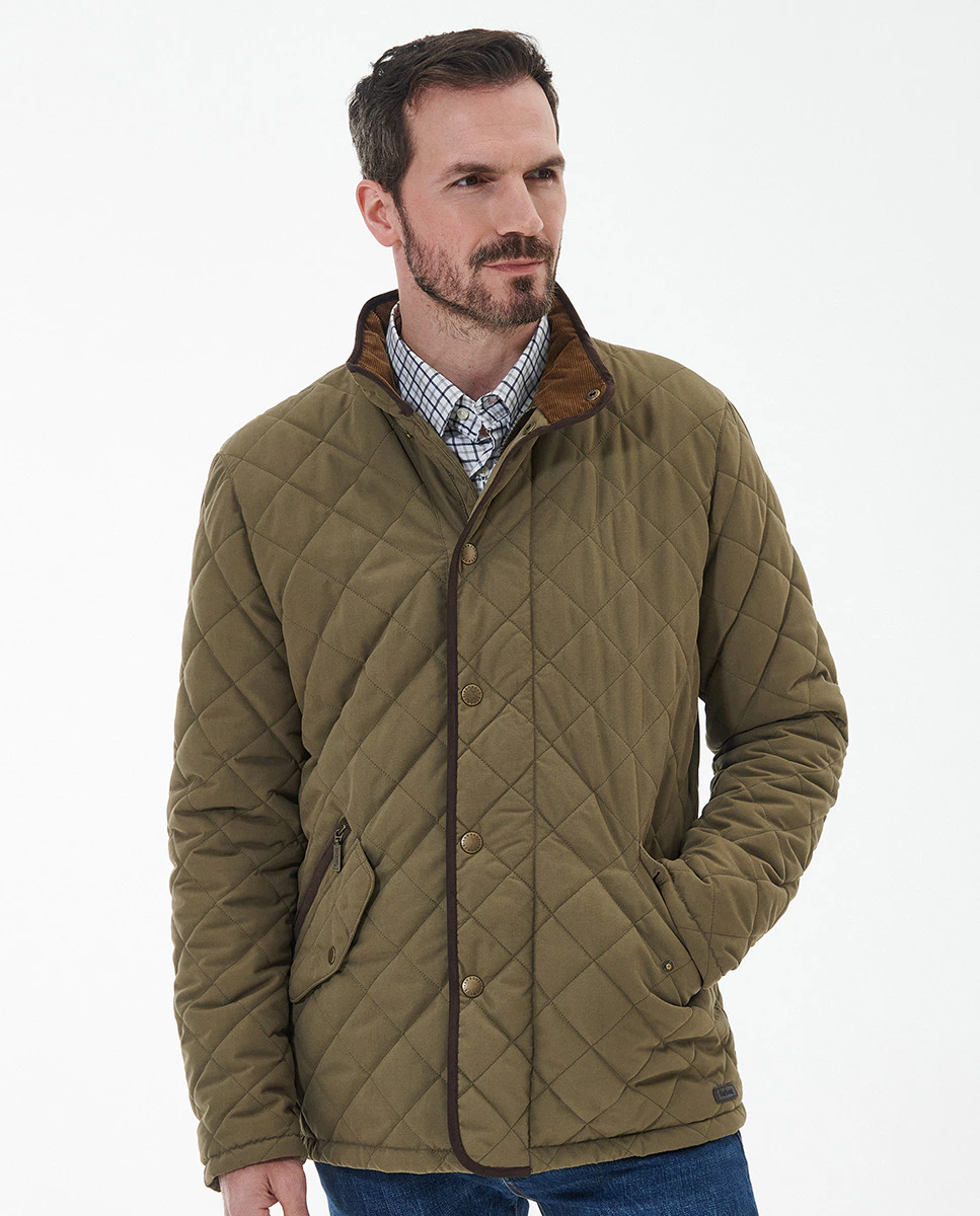 

Мужская водонепроницаемая стеганая куртка с воротником-стойкой Barbour, зеленый