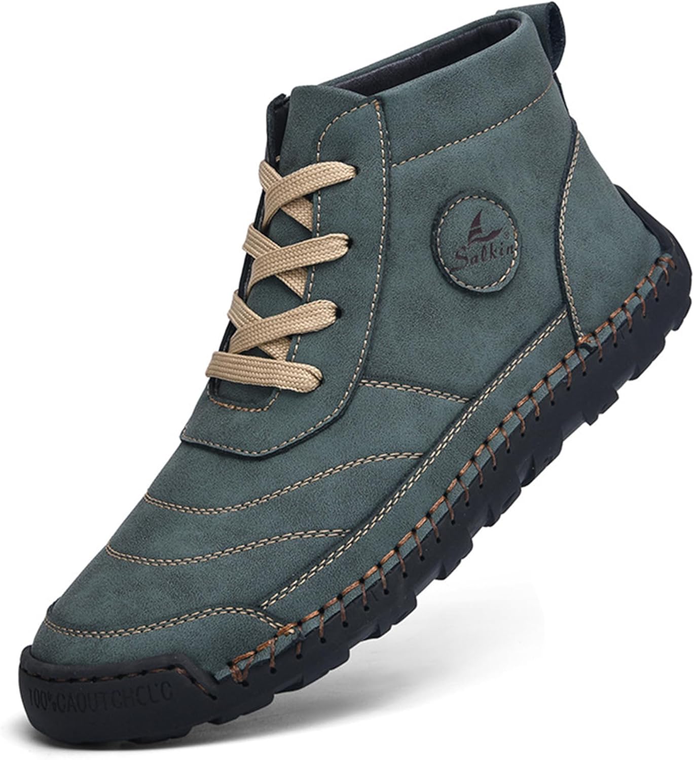 

Мужские повседневные высокие кожаные ботинки DEVILEYEZE, ручной работы, модные, на шнуровке, с нескользящей подошвой, для улицы, удобные, ретро, для ходьбы и вождения, ботильоны Чукка, зеленый