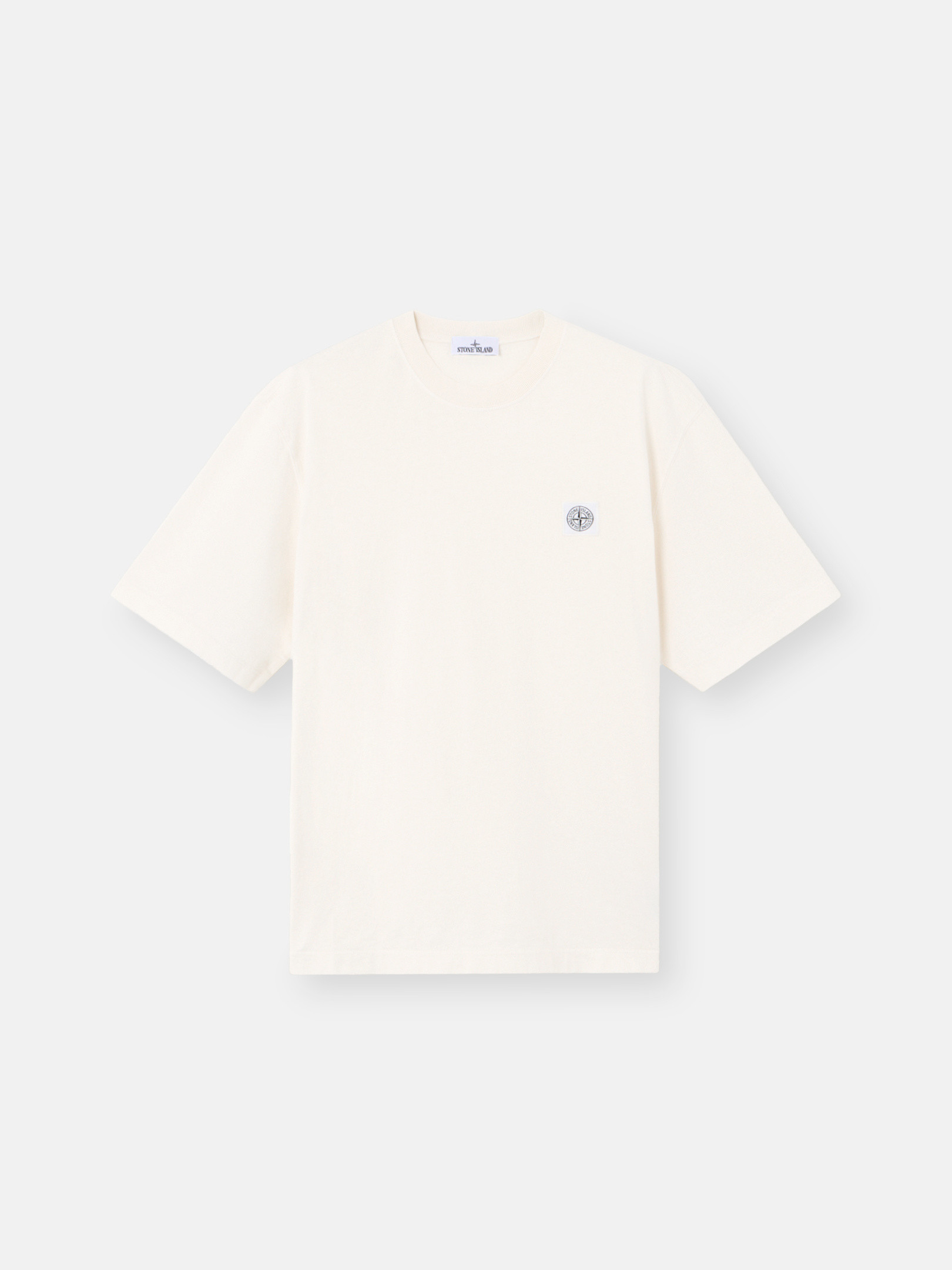 

Футболка прямого кроя с короткими рукавами и нашивкой Компас Stone Island 2100025 COMBED ORGANIC COTTON JERSEY, слоновая кость