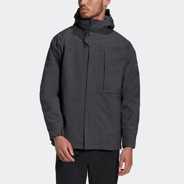 Куртка Men's adidas Outdoor 3 In 1 logo Sports Hooded Jacket Black, черный — фото 3