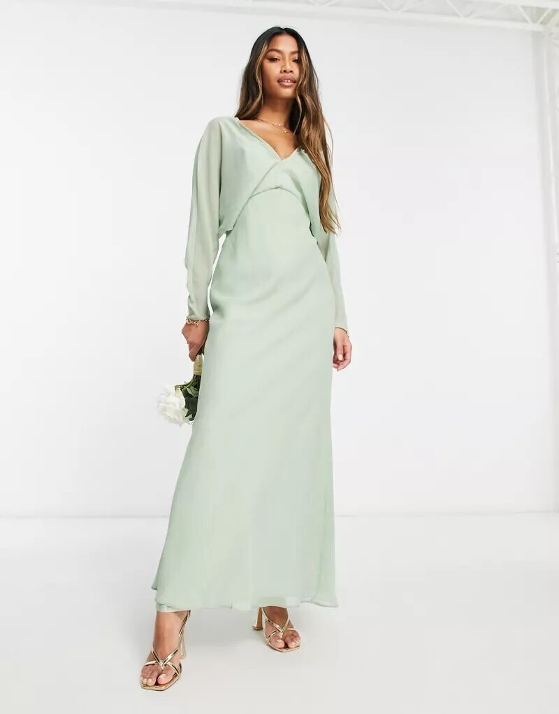 

Мягкое платье макси с крыльями летучей мыши ASOS Bridesmaid, Серый, Мягкое платье макси с крыльями летучей мыши ASOS Bridesmaid