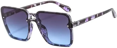 

Большие квадратные солнцезащитные очки в винтажном стиле для женщин, фиолетовые, зеленые, розовые, с защитой от УФ-излучения UV400, для мужчин и женщин MTZJH, Purple